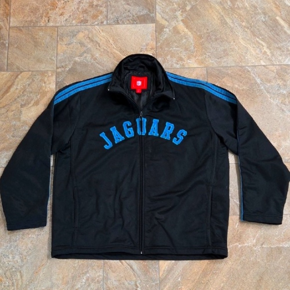 NFL Football Jaguars Black and Blue Jaguars Front Zip Men L